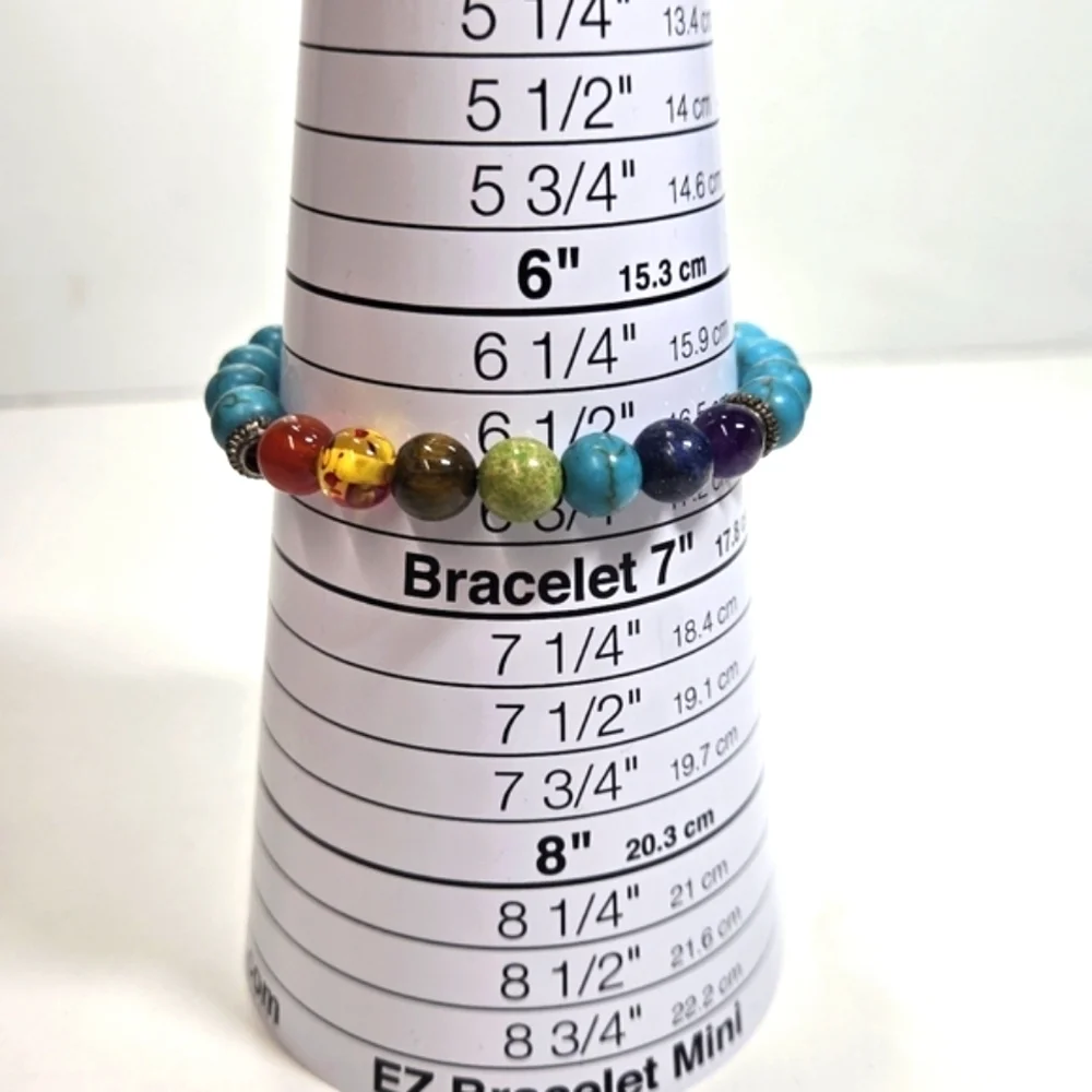 Chakra Stone Bracelet Bundle Gemstone Wood Seedbeads Turquoise Acrylic Earrings - Picture 2 of 6